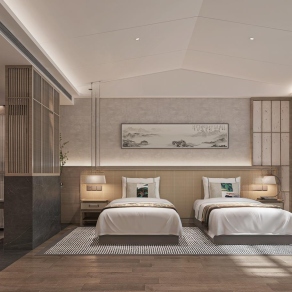 新中式客房3D模型下载